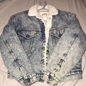 Vintage acid washed sherpa jean jacket
